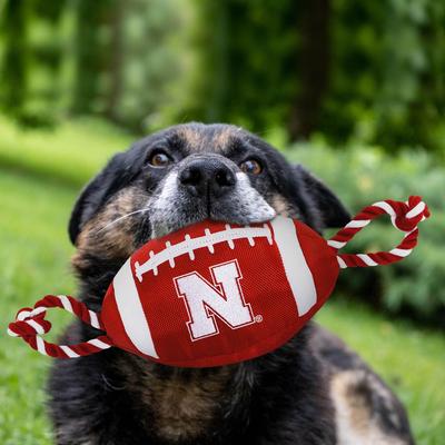 Show full view: Pets First Nylon Football Tough Squeaky Dog Chew Toy, Nebraska slide 2 of 6