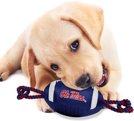 Show full view: Pets First Nylon Football Tough Squeaky Dog Chew Toy, Ole Miss slide 4 of 7