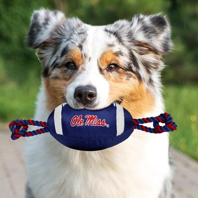 Show full view: Pets First Nylon Football Tough Squeaky Dog Chew Toy, Ole Miss slide 5 of 7