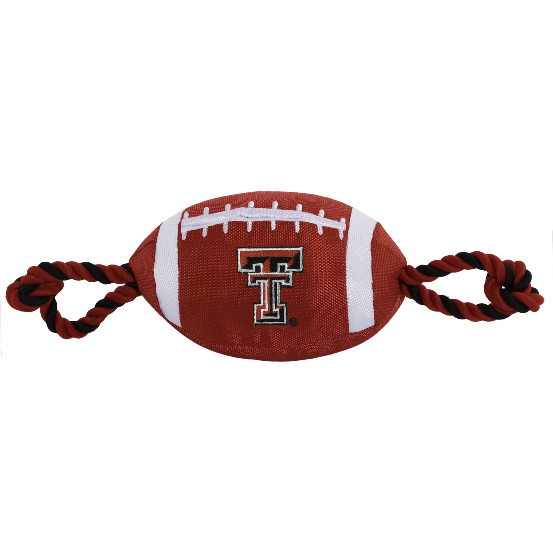 Pets First Nylon Football Tough Squeaky Dog Chew Toy, Texas Tech
