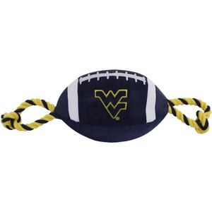 Pets First Nylon Football Tough Squeaky Dog Chew Toy, West Virginia