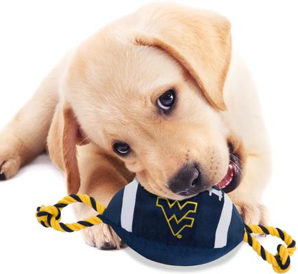 Show full view: Pets First Nylon Football Tough Squeaky Dog Chew Toy, West Virginia slide 3 of 6