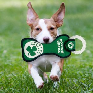 Pets First Squeaky Dental Dog Ring Toy, Boston Celtics
