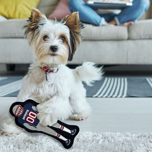 Show full view: Pets First Player Tough Squeaky Dog Chew Toy, New England Patriots slide 3 of 6
