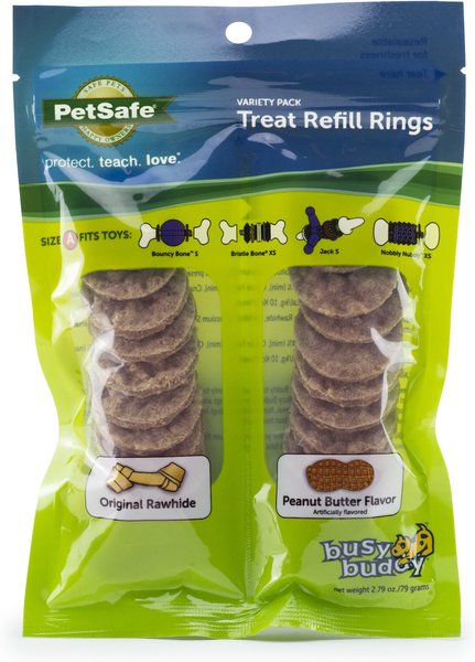 PetSafe Busy Buddy Peanut Butter & Rawhide Variety Pack Refill Rings Dog Treat, 24 count, Small slide 1 of 8