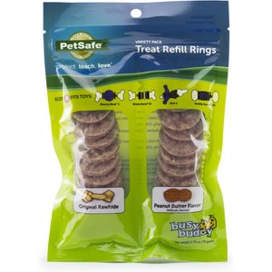 Busy Buddy Peanut Butter & Rawhide Variety Pack Refill Rings Dog Treat, 24 count, Small