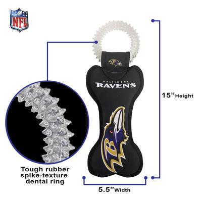 Show full view: Pets First Squeaky Dental Dog Tug Toy, Baltimore Ravens slide 4 of 6