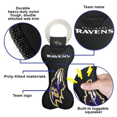 Show full view: Pets First Squeaky Dental Dog Tug Toy, Baltimore Ravens slide 5 of 6