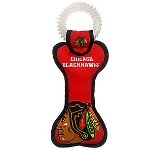 Pets First Squeaky Dental Dog Tug Toy, Chicago Blackhawks
