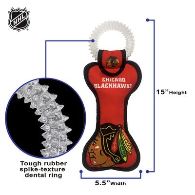 Show full view: Pets First Squeaky Dental Dog Tug Toy, Chicago Blackhawks slide 4 of 6