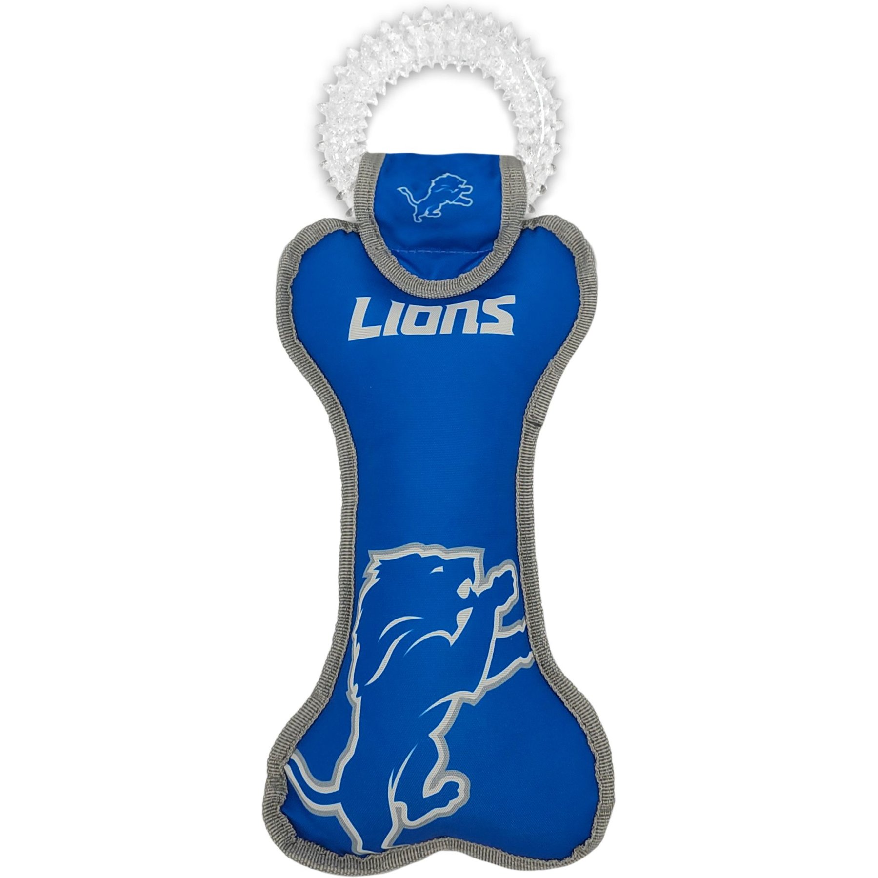 Pets First Squeaky Dental Dog Tug Toy, Detroit Lions