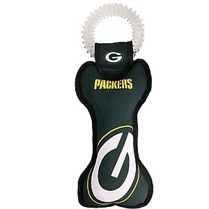 Pets First Squeaky Dental Dog Tug Toy, Green Bay Packers