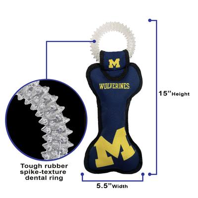 Show full view: Pets First Squeaky Dental Dog Tug Toy, Michigan slide 4 of 6