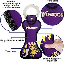 Pets First Squeaky Dental Dog Tug Toy, Minnesota Vikings slide 2 of 5