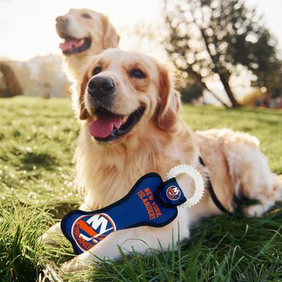 Show full view: Pets First Squeaky Dental Dog Tug Toy, New York Islanders slide 3 of 6