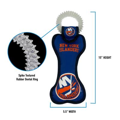 Show full view: Pets First Squeaky Dental Dog Tug Toy, New York Islanders slide 4 of 6