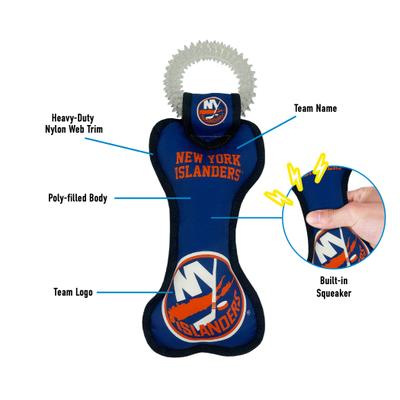 Show full view: Pets First Squeaky Dental Dog Tug Toy, New York Islanders slide 5 of 6
