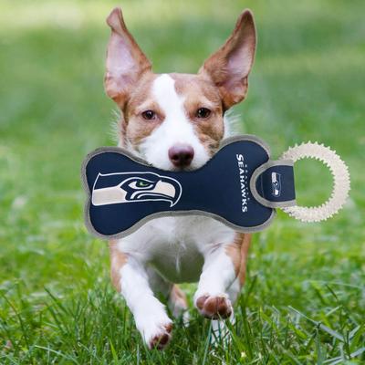 Show full view: Pets First Squeaky Dental Dog Tug Toy, Seattle Seahawks slide 2 of 6