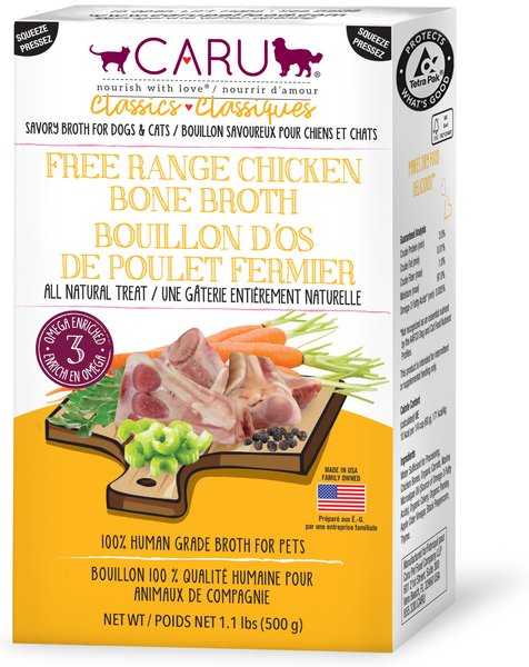 Caru Free Range Chicken Bone Broth Human-Grade Dog & Cat Wet Food Topper, 1.1-lb box slide 1 of 10