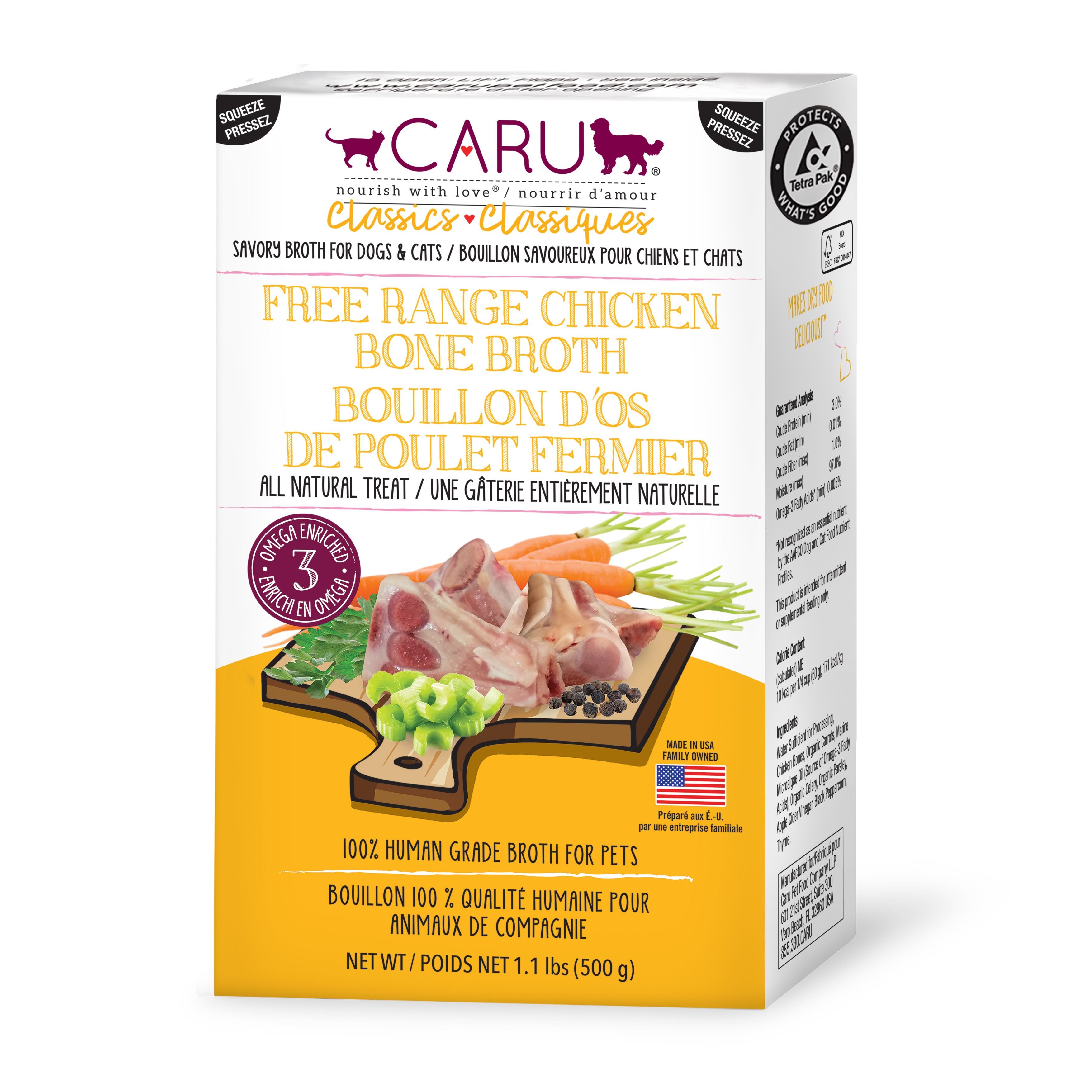 CARU Free Range Chicken Bone Broth HumanGrade Dog & Cat Wet Food