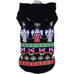Pet Life LED Lighting Patterned Holiday Hooded Dog Sweater, Small