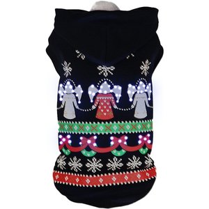 Pet Life LED Lighting Patterned Holiday Hooded Dog Sweater, Large