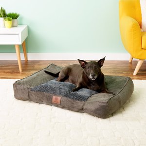 American Kennel Club AKC Extra Large Memory Foam Pillow Dog Bed with Removable Cover, Gray