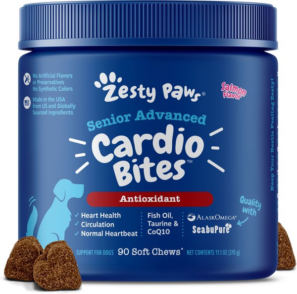 ZESTY PAWS Senior Advanced Cardio Bites Salmon Flavored Soft Chews ...