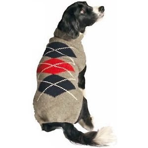 Chilly Dog Grey Argyle Dog & Cat Sweater, XX-Large