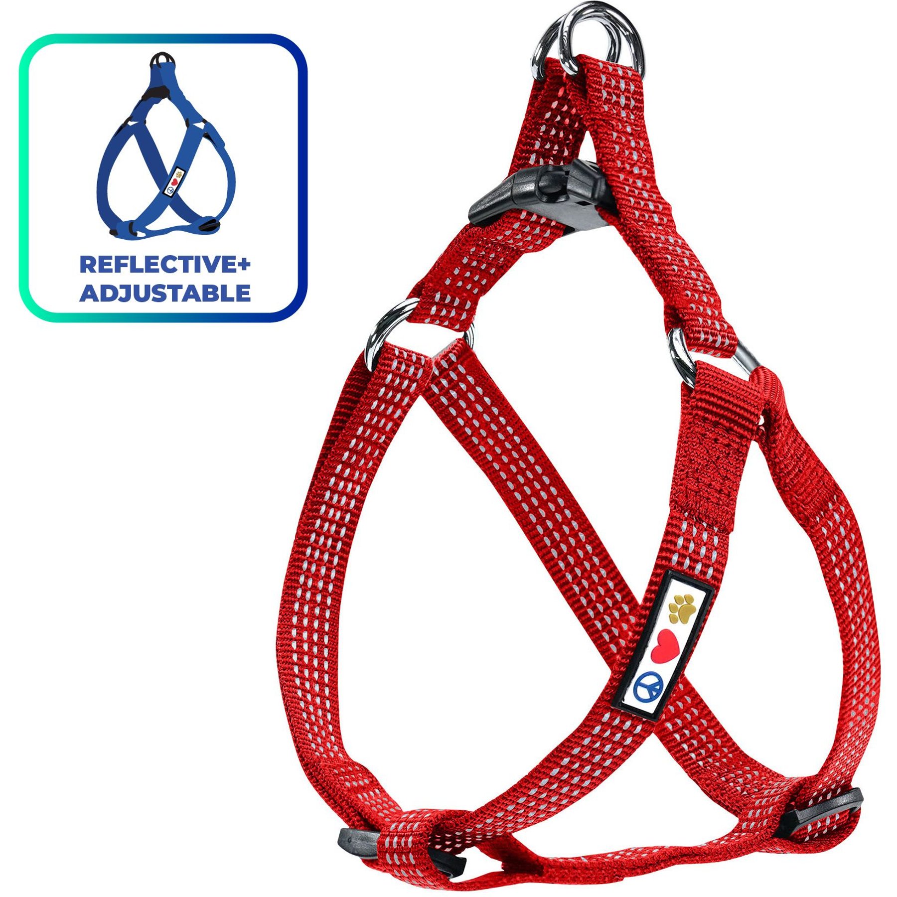 PAWTITAS Nylon Reflective Step In Back Clip Dog Harness Red Medium 20 to 28 in chest Chewy