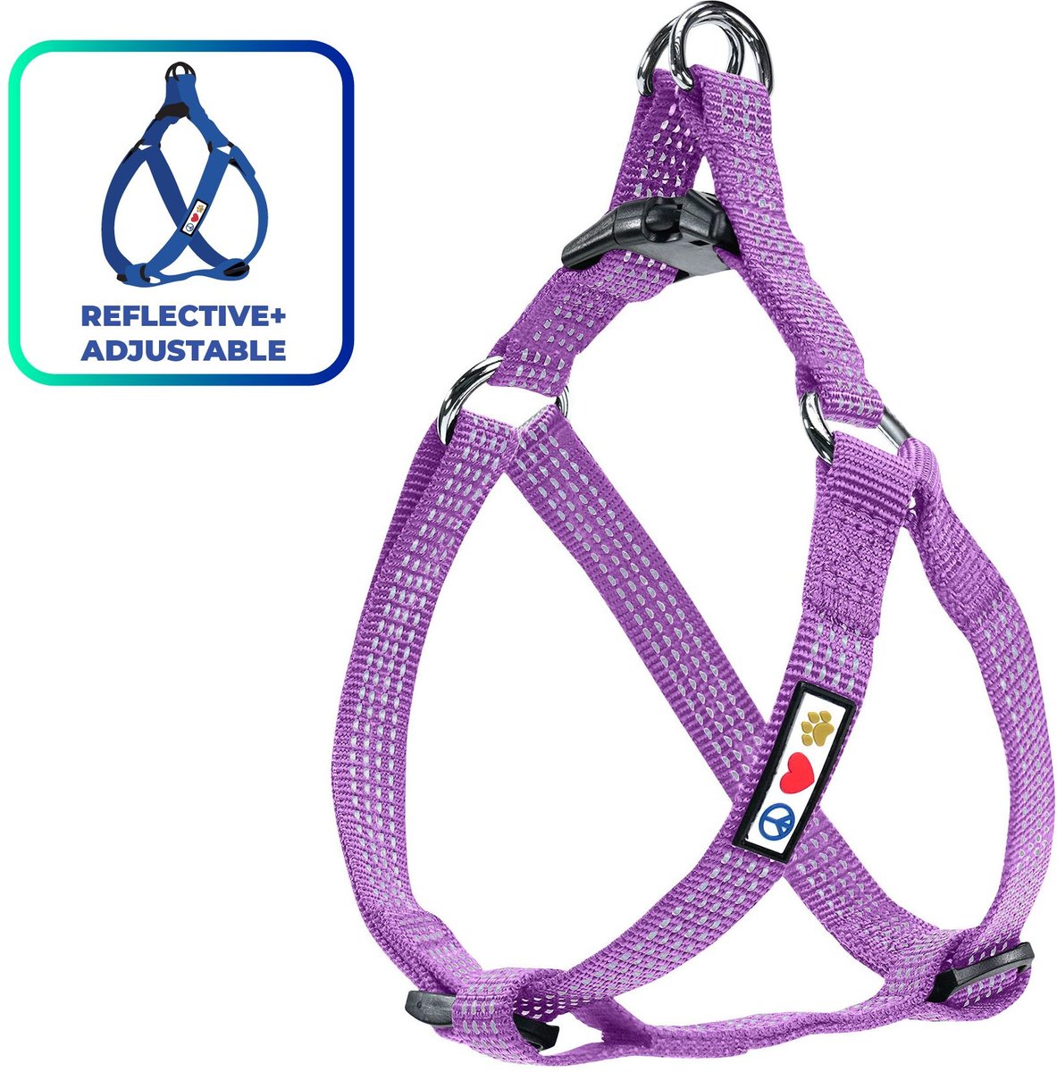 Pawtitas Nylon Reflective Step In Back Clip Dog Harness