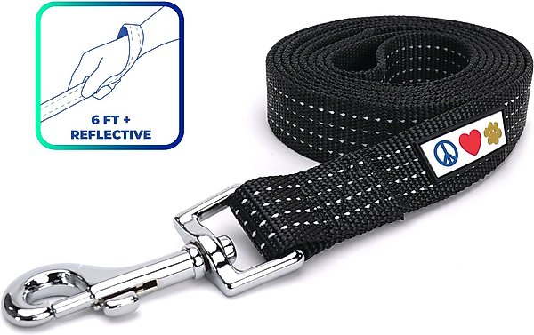 Pawtitas Nylon Reflective Dog Leash, Black, X-Small/Small: 6-ft long, 5/8-in wide slide 1 of 8