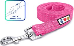 Pawtitas Nylon Reflective Dog Leash, Pink, X-Small/Small: 6-ft long, 5/8-in wide slide 1 of 7