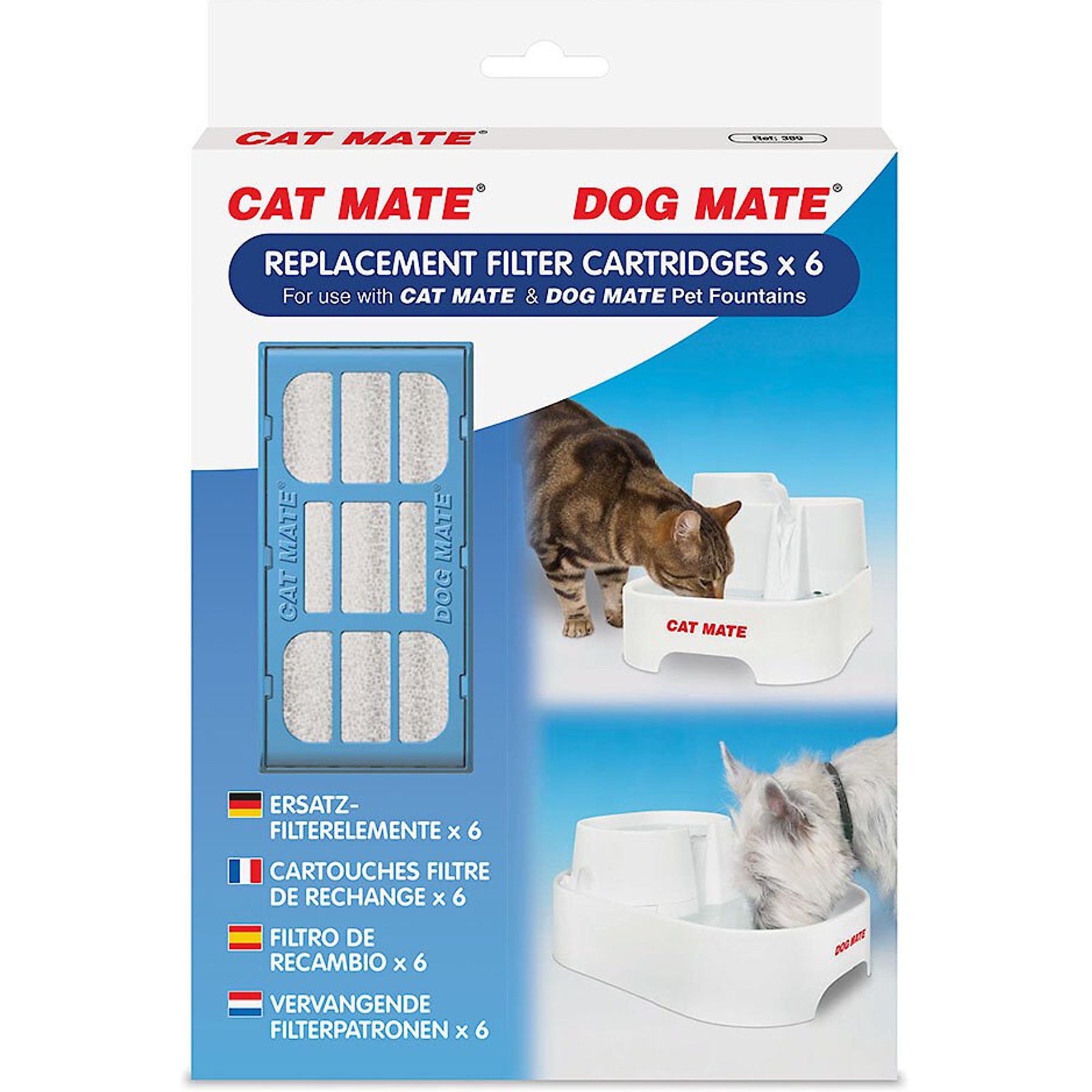 CAT MATE Replacement Filter Cartridges for Cat Mate & Dog Mate Fountains, 6  count 