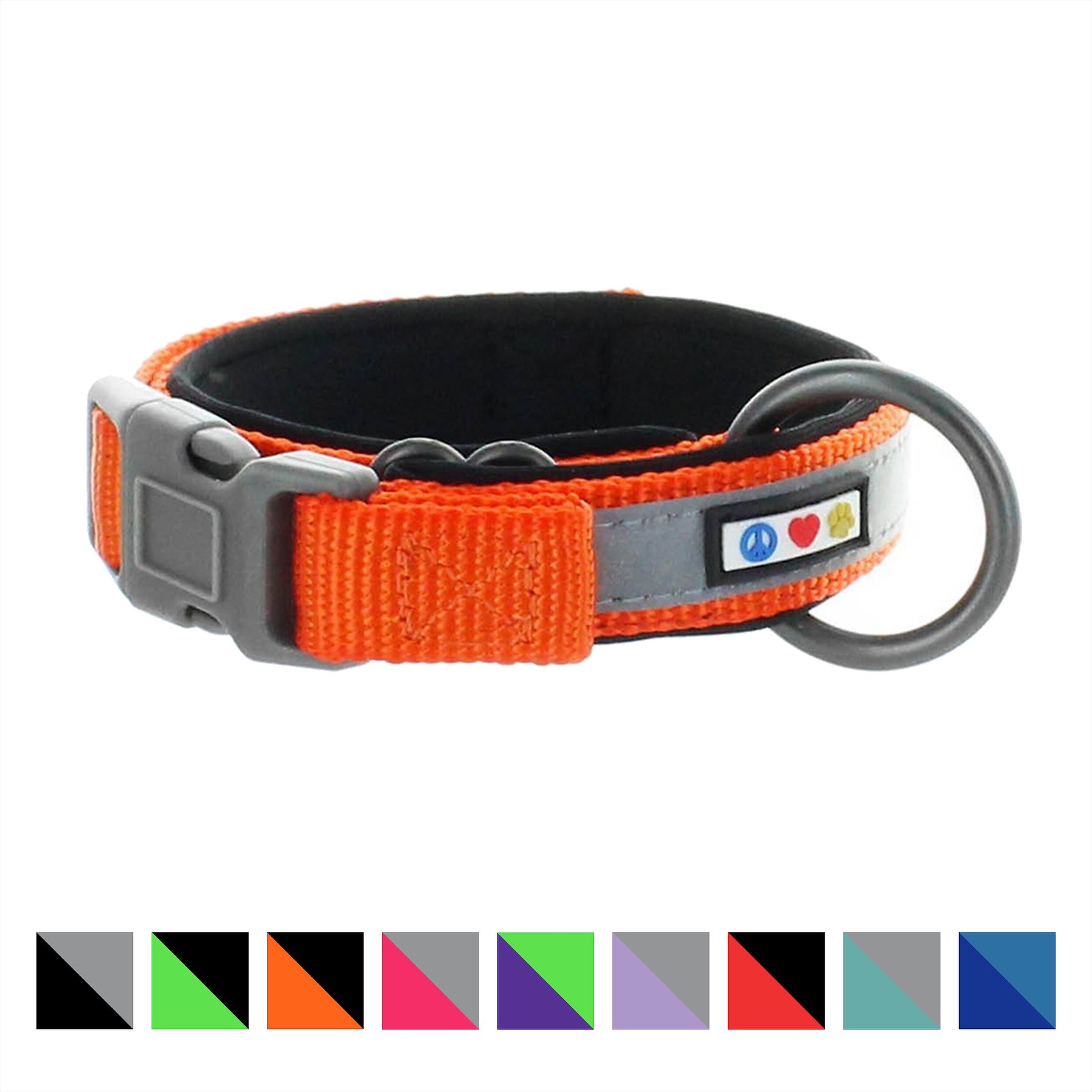 Pawtitas Soft Adjustable Reflective Padded Dog Collar, Orange, XX-Small: 7 to 11-in neck, 5/8-in wide