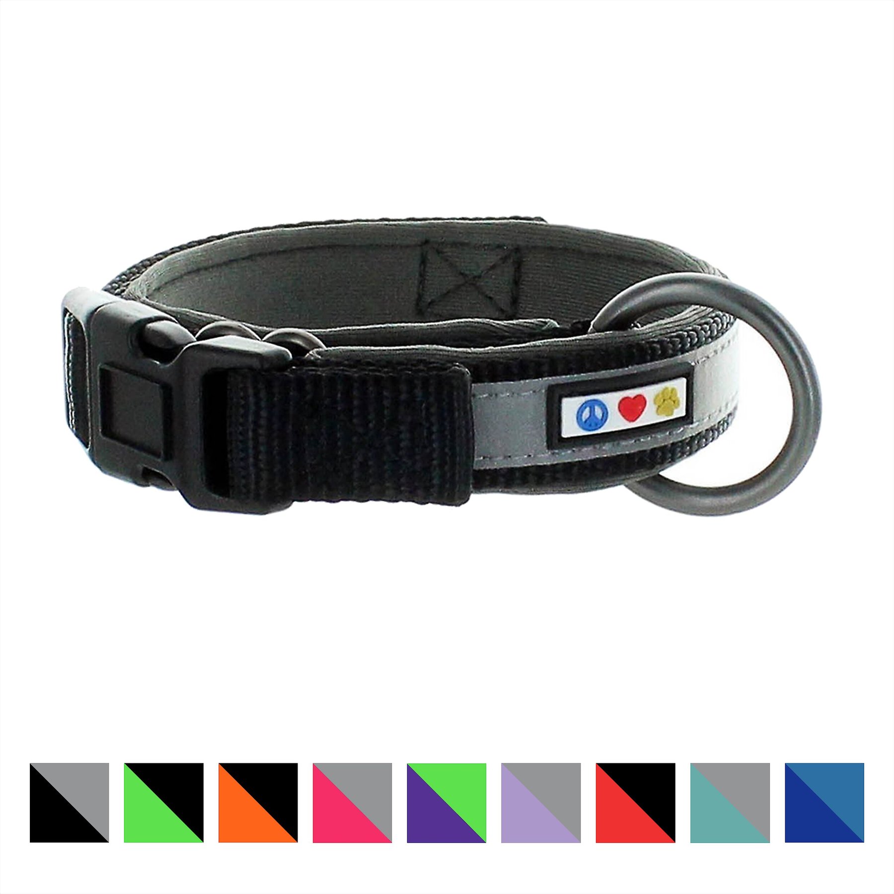Pawtitas Soft Adjustable Reflective Padded Dog Collar, Black, X-Small: 9 to 11-in neck, 5/8-in wide