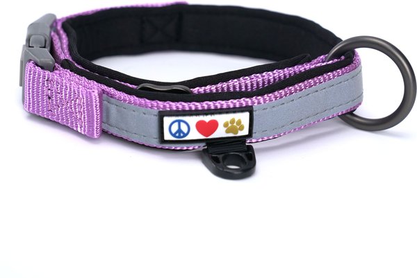 Pawtitas Soft Adjustable Reflective Padded Dog Collar, Purple Orchid, Small: 11 to 15-in neck, 5/8-in wide slide 1 of 7