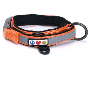 Pawtitas Soft Adjustable Reflective Padded Dog Collar, Orange, Small: 11 to 15-in neck, 5/8-in wide