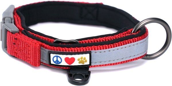 Pawtitas Soft Adjustable Reflective Padded Dog Collar, Red, Medium/Large: 14 to 20-in neck, 3/4-in wide slide 1 of 7