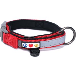 Pawtitas Soft Adjustable Reflective Padded Dog Collar, Red, Medium/Large: 14 to 20-in neck, 3/4-in wide