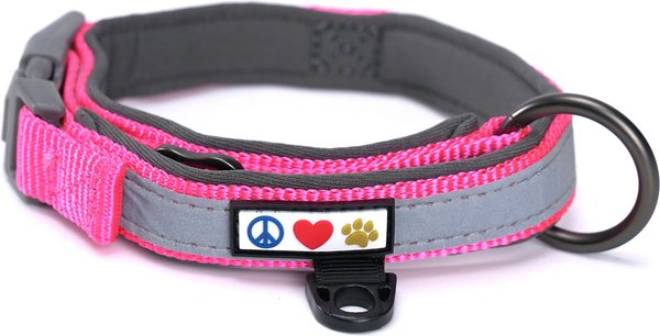 Pawtitas Soft Adjustable Reflective Padded Dog Collar, Pink, Large/X-Large: 19 to 25-in neck, 1-in wide slide 1 of 7