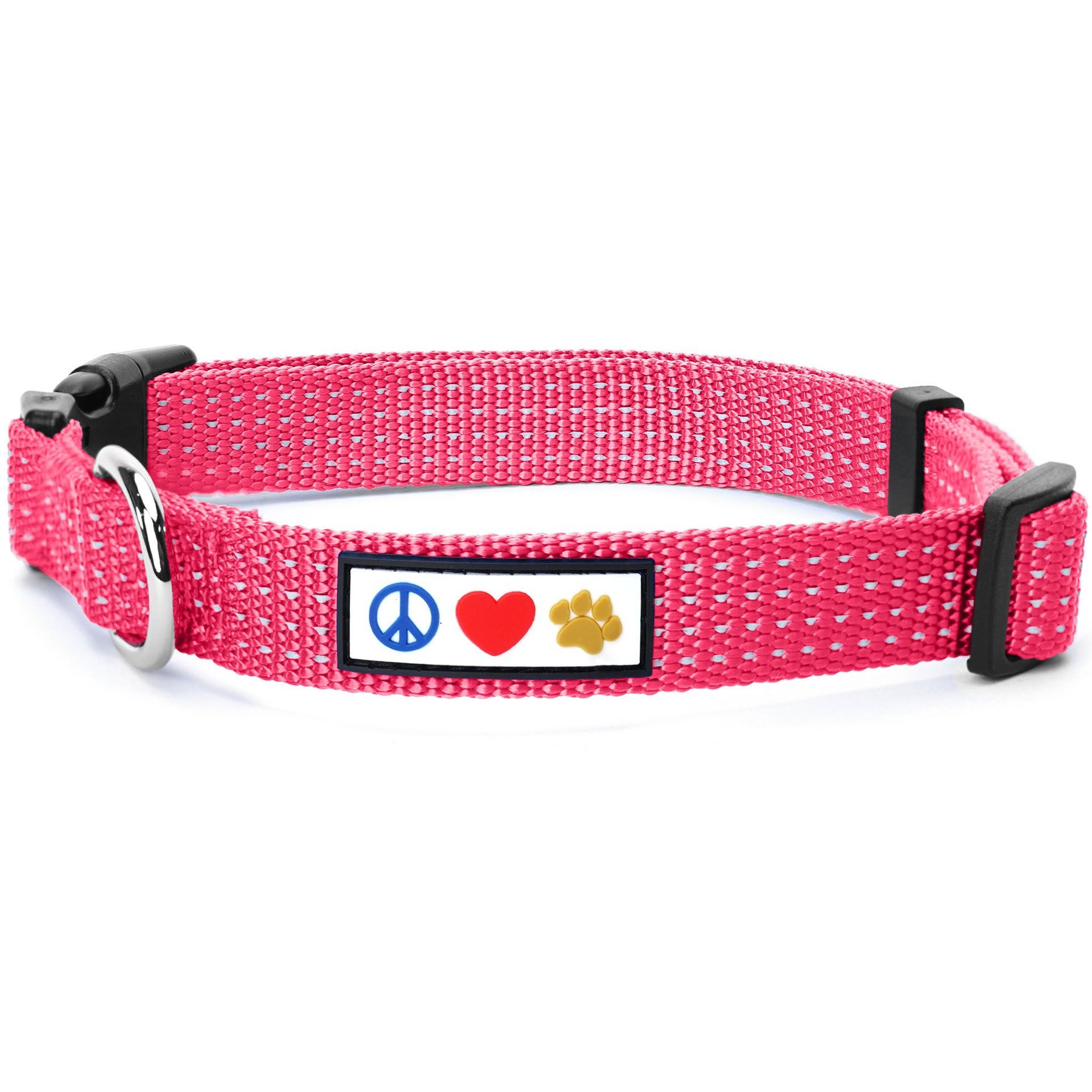 Pawtitas Nylon Reflective Dog Collar, Pink, X-Small: 8 to 13-in neck, 3/8-in wide
