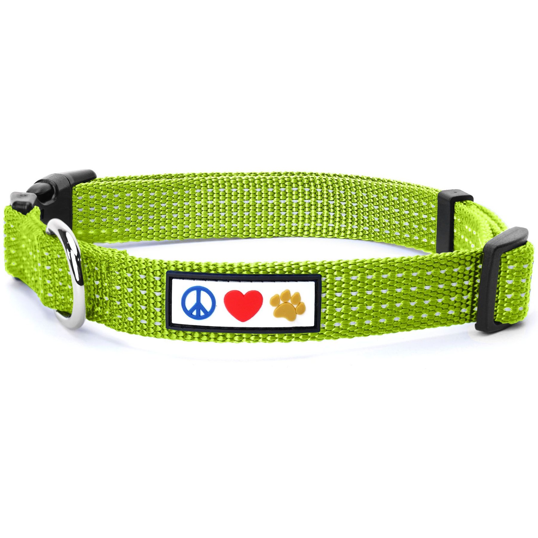 Pawtitas Pawtitas Nylon Reflective Dog Collar, Green, X-Small: 8 to 13-in neck, 3/8-in wide