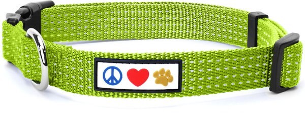 Pawtitas Nylon Reflective Dog Collar, Green, Small: 11 to 16-in neck, 5/8-in wide slide 1 of 10