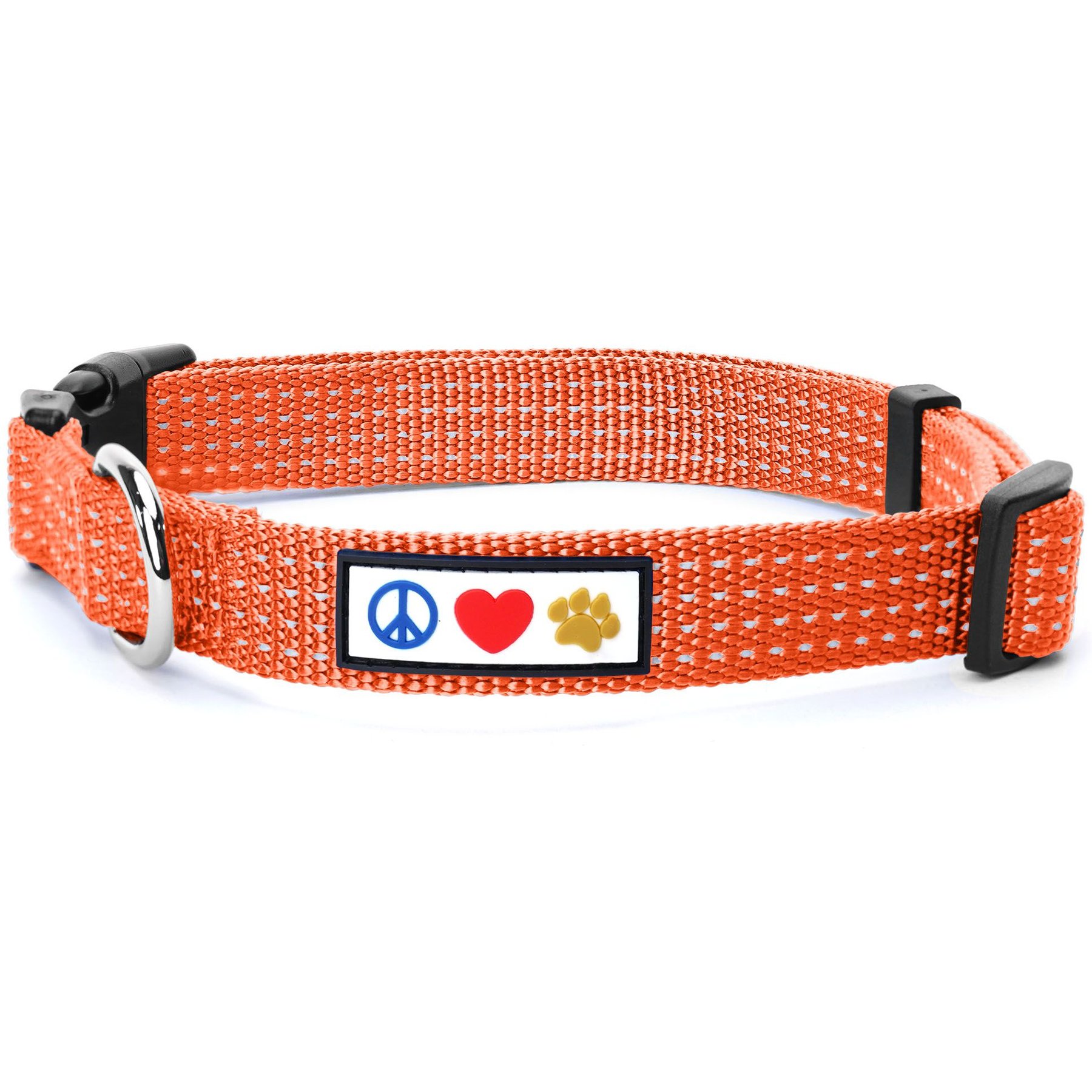 Pawtitas Pawtitas Nylon Reflective Dog Collar, Orange, Small: 11 to 16-in neck, 5/8-in wide