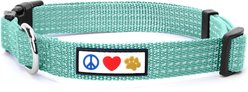 Pawtitas Nylon Reflective Dog Collar, Teal, Small: 11 to 16-in neck, 5/8-in wide
