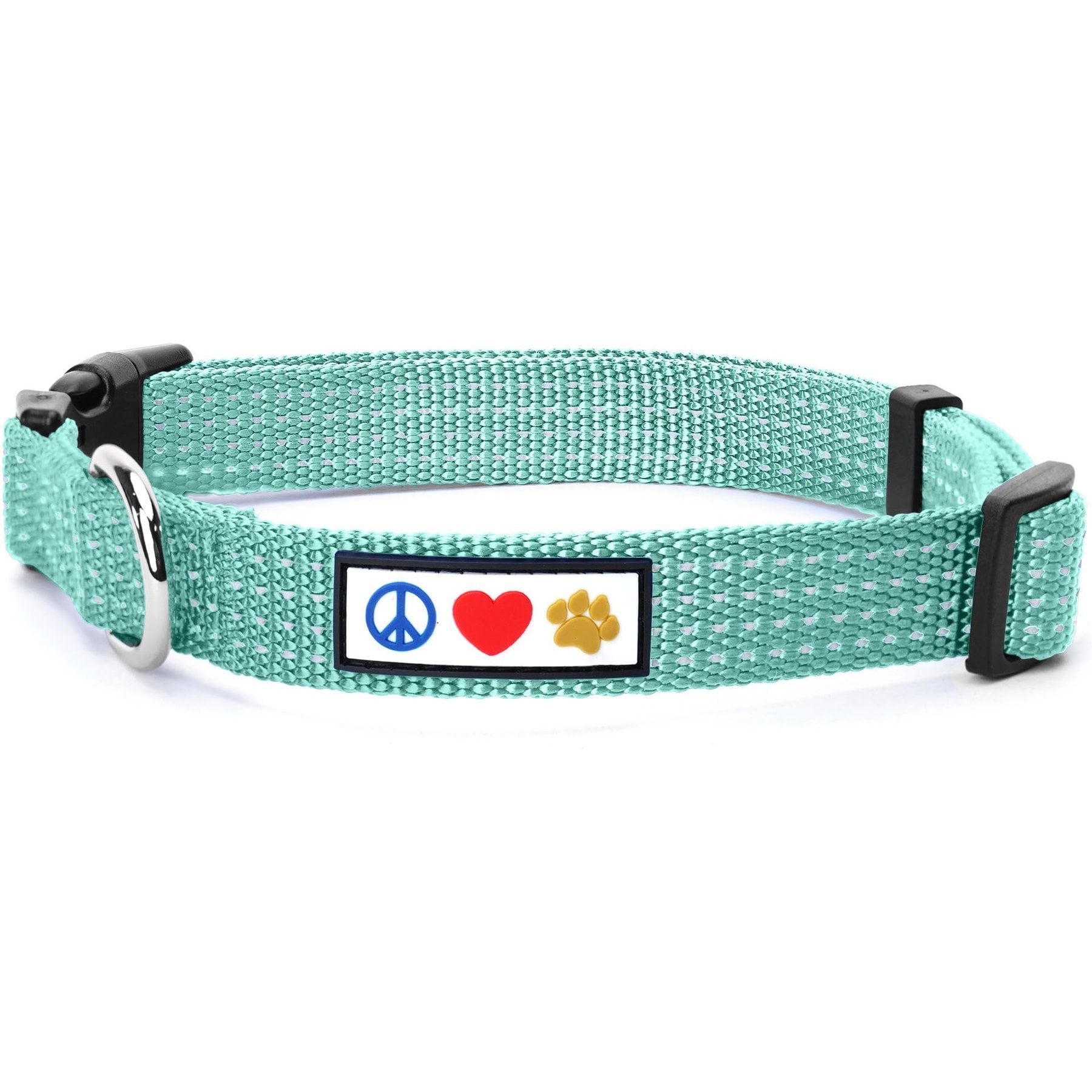 Pawtitas Pawtitas Nylon Reflective Dog Collar, Teal, Small: 11 to 16-in neck, 5/8-in wide