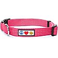 Pawtitas Nylon Reflective Dog Collar, Pink, Medium: 13 to 20-in neck, 3/4-in wide