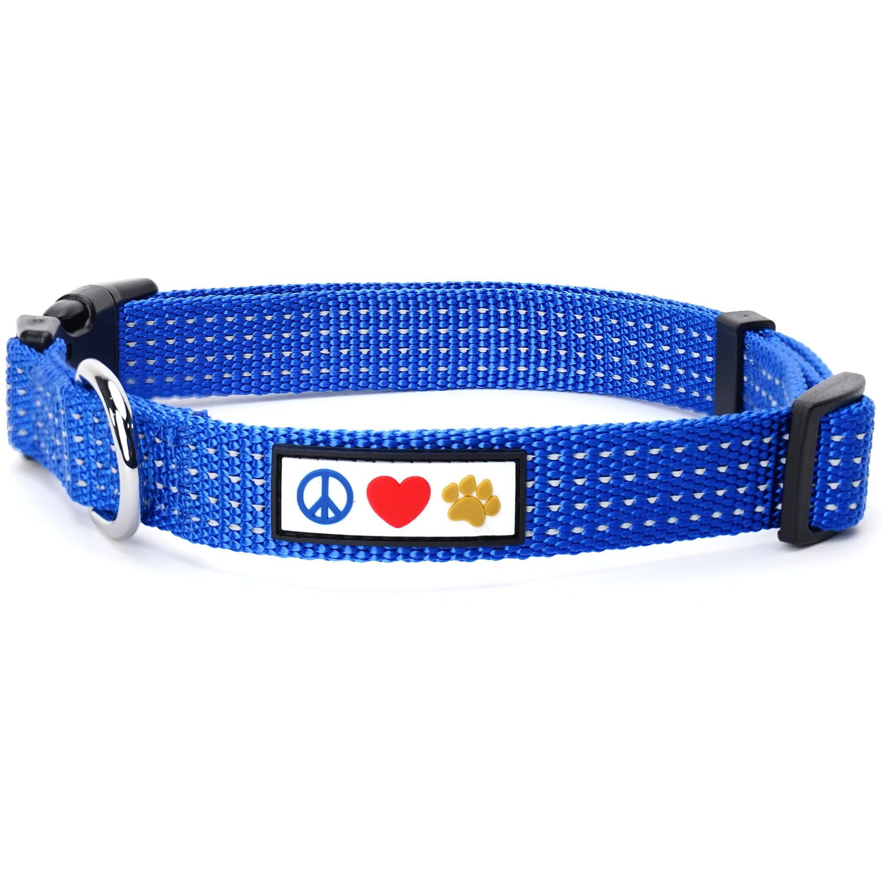 Pawtitas Pawtitas Nylon Reflective Dog Collar, Blue, Medium: 13 to 20-in neck, 3/4-in wide