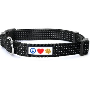 Pawtitas Nylon Reflective Dog Collar, Black, Medium: 13 to 20-in neck, 3/4-in wide
